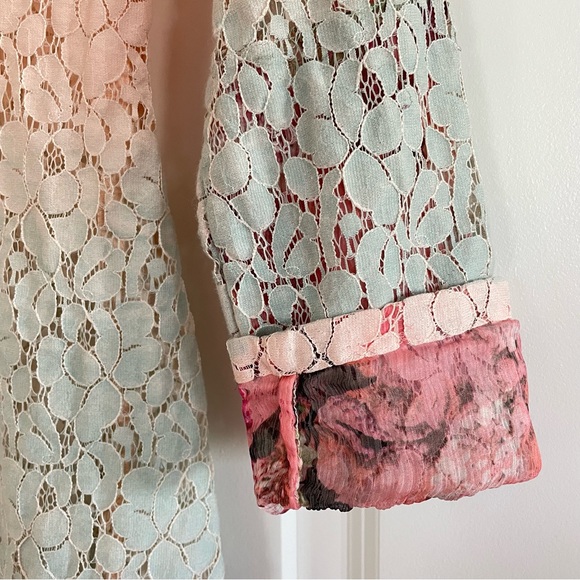 Soft Surroundings Aurelie Eyelet Button Down Silk Blend Top Pink Ombre Size XSP - Picture 7 of 11